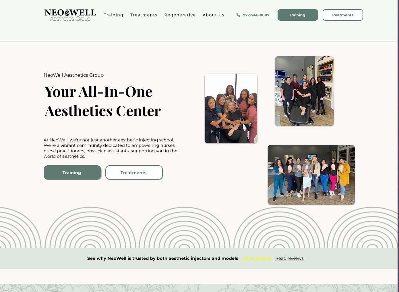 NeoWell Aesthetics website showcasing their services
